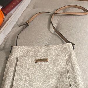 Calvin Klein Beige Patterned Crossbody Bag